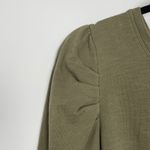 Leallo Women's Olive Green Jewel Puff Sleeve Crew Pullover Sweatshirt Medium Photo 4