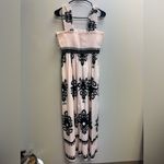 Chic Cream and Black Floral Maxi Dress Size M Photo 1