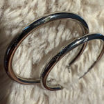 Vintage Sterling Silver Earrings Hoops Laser Etched Statement Pierced Western Photo 0