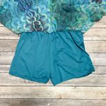 Dolcessa Swimwear Chiffon Sleeveless V Neck Peacock Attached Shorts Maxi Dress Blue Size L Photo 8