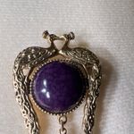 Art Deco Vintage Regal Gold Colored Kissing Peacock Birds Dangle Brooch Pin Photo 9