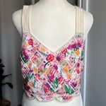 Handmade Hand Maid Bohemian Sequence Knit Cotton Crop Scalloped Top Photo 2