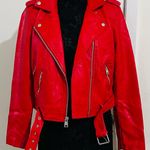 Levi Strauss & CO. LEVI’s STRAUSS & CO Red Faux Leather Bomber Jacket  Photo 4