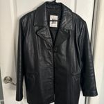 Jones New York Oversized Black Leather Blazer  Photo 0
