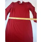Susan Graver Liquid Knit Blouson Sleeve Mock Neck Midi A-line Dress Red Medium Photo 4