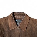 Relativity  Women’s 3X Genuine Suede Leather Coat Brown Button Front Lined Plus Photo 4