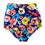 High Waisted Navy Blue Floral Flower Print Retro Bottoms Medium Photo 0