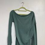 Free People  Green Slouchy One Shoulder Long Sleeve Top Sz S Photo 2