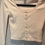 Forever 21  Pale Pink Cropped Snap Ribbed Knit Cardigan Size Small Photo 3