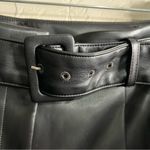 Loft Black Faux Leather High Rise Wide-Leg Belted Fleece Lined Trouser Pants Photo 6