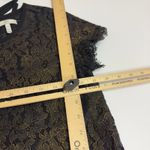 Joie  Top Womens X Small Black Gold Lace Tie Back Short Sleeve Blouse Scalloped Photo 6
