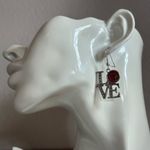 Cardinals LOVE faceted rhinestones silver tone Earrings Photo 5