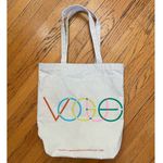 Vogue Magazine Natural Cotton Canvas Rainbow Graphic Tote Bag Black Photo 0