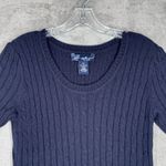Susan Graver Dress Womens XS Navy Blue Cable Knit Ribbed Sweater Dress Preppy Photo 3