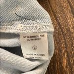 Blue Blush  Denim Mini Dress Light Wash Tie Waist Utility Pockets Size Large Photo 6