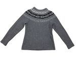 Free People Women's Gray Fair Isle Nordic Henley Sweater Size S Boho Cozy Photo 3