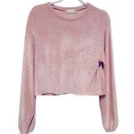 A New Day ALTAR’D STATE PINK VELOUR CROP LONG SLEEVE ROUND NECK POPOVER PULLOVER TOP M Photo 0