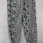 Ambiance Apparel Black White Harem Boho Geometric Print Tapered Pants L Large Photo 3