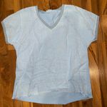 La strada short sleeve‎ women’s top made in Italy small linen and cotton blend Blue Photo 0