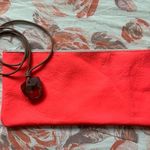 American Apparel Neon pink leather pencil makeup pouch carry all jewelry bag Photo 0