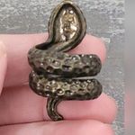 70s Bronze Snake Ring With Crystal Encrusted Head No Size Yellow Photo 13