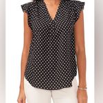 Philosophy Polka Dot Ruffle Flutter Sleeve Top - Black Photo 0
