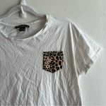 French Connection  Top White Leopard Pocket Oversized Cropped T-Shirt Sz XS EUC Photo 3