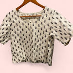 Banana Republic Cute creamy linen print crop short sleeve top scoop neck Photo 0