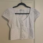 Hollister White Lace Button Crop Top Photo 0