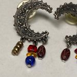 Crescent Legends Moon Shape Silver Tone Metal Pierced Post Earrings with Dangles Photo 14