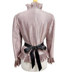 Adrianna Papell Evening Essentials Metallic Ruffle Blouse Top Size 10 Photo 4