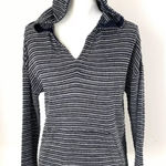 Lou & grey NWT Navy Striped Hooded Pullover Sweater Top Size S Photo 0
