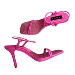 AQUA Sandals Size 8.5 Square Toe Pink Raffia Detail Strappy Heels NEW Photo 4