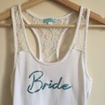 Betsey Johnson White Blue Bride Glitter Lace Bridal Wedding Racerback Tank Top Photo 4