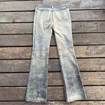 Frankie B. Grey and Black Flared Distressed Leather Jeans Gray Photo 5