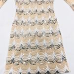 Crystal Doll NWT Beige Black Silver Sequin Scallop Dress 3/4 Sleeves  Prom Bride Photo 4