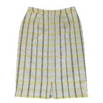Halogen  Tweed Midi Skirt‎ Cream Yellow Black Plaid Women's Size 6 Light Academia Photo 1