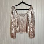 Anthropologie  Pink Velvet Square Neck Long Sleeve Top Medium E37 Photo 6