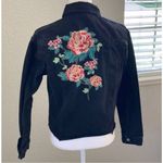 Say What? Say What ? Embroidered Floral Denim Jacket Size Small Photo 3