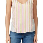 J Brand Lucy Cami Women's Small Silk Pink Yellow Cream Striped Strappy V-Neck Photo 0