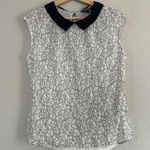 EXPRESS  White Black Lace Collared Blouse Formal Office Party Neutral Medium Photo 0
