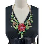 Stunning Runway Crystal Rose Necklace Lizard Butterfly Maybe Natasha Red Photo 8