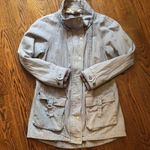 Free People Women’s Denim Full Zip Button Down Peacoat Multi-Pocket Jacket Sz 12 Photo 0