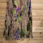 Vintage Nostalgia Size Large Rustic Floral Alligator Print Slinky Maxi Dress Green Photo 6