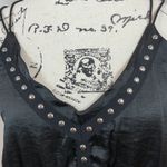 POL Black Studded Satin Cami Top – Boho Rocker Tank, Size S Photo 2