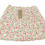 ACOA Women’s S Floral Layered Mini Skirt White Pink Micro Flower Coquette New Photo 0