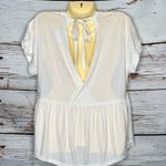 American Eagle  NWT Size L White Peplum Short Sleeve Knit Top Shirt Photo 1