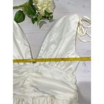 Shein Mod Cream V Neck Mini Dress Sleeveless Tie Strap Ruched S White Photo 7