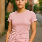 Ultra Flirt Pink Short Sleeve Top Activewear Shirt Drawstring Sides ~ Women's L Photo 0