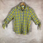 Michael Kors Plaid Tie-Sleeve Button-Down Shirt Petite Medium Photo 7